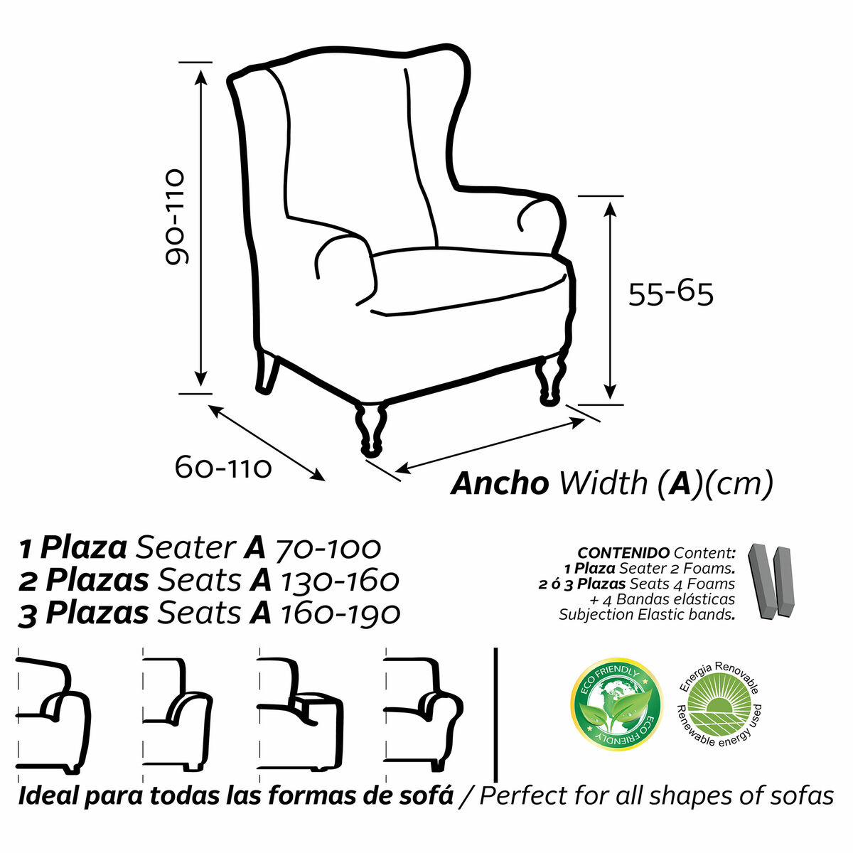 Funda para sillón orejero Sofaskins (Reacondicionado B)