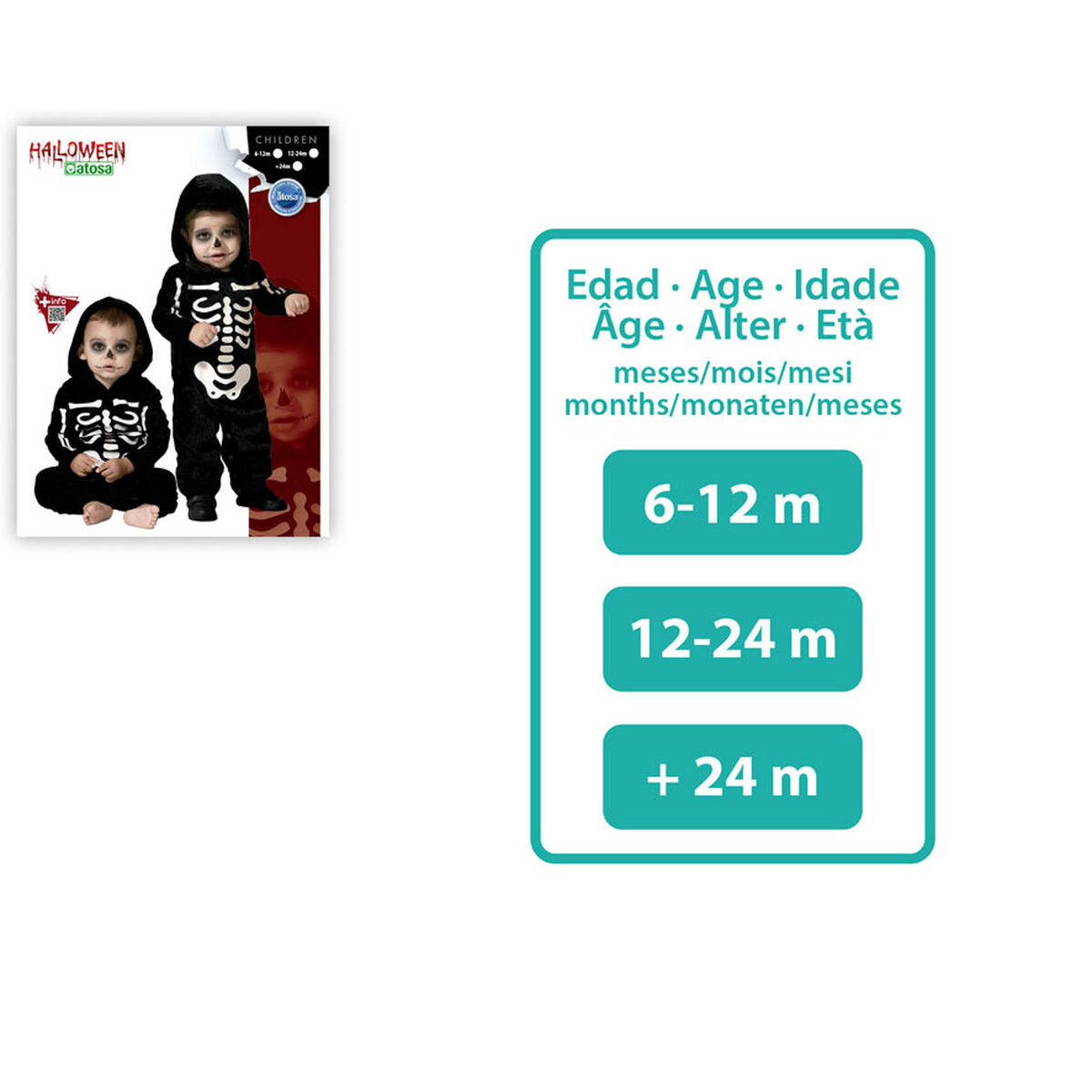 Disfraz para Bebés Esqueleto + 24 Meses