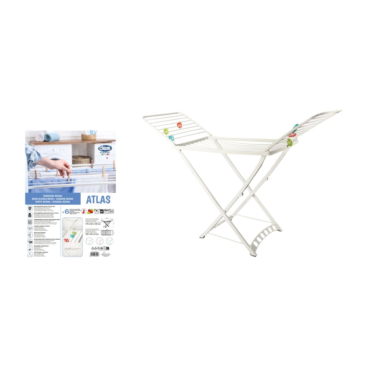 Tendedero Plegable Inde Atlas Blanco 172 x 220 x 50,5 cm