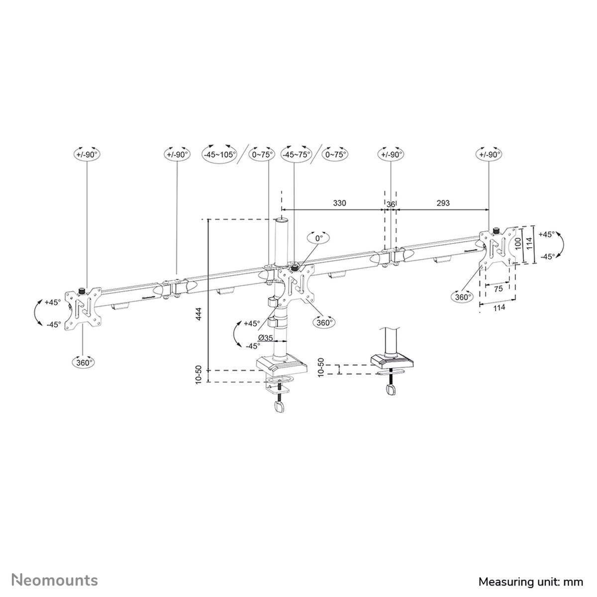 Soporte de Mesa para Pantalla Neomounts DS60-600BL3 10" 27"