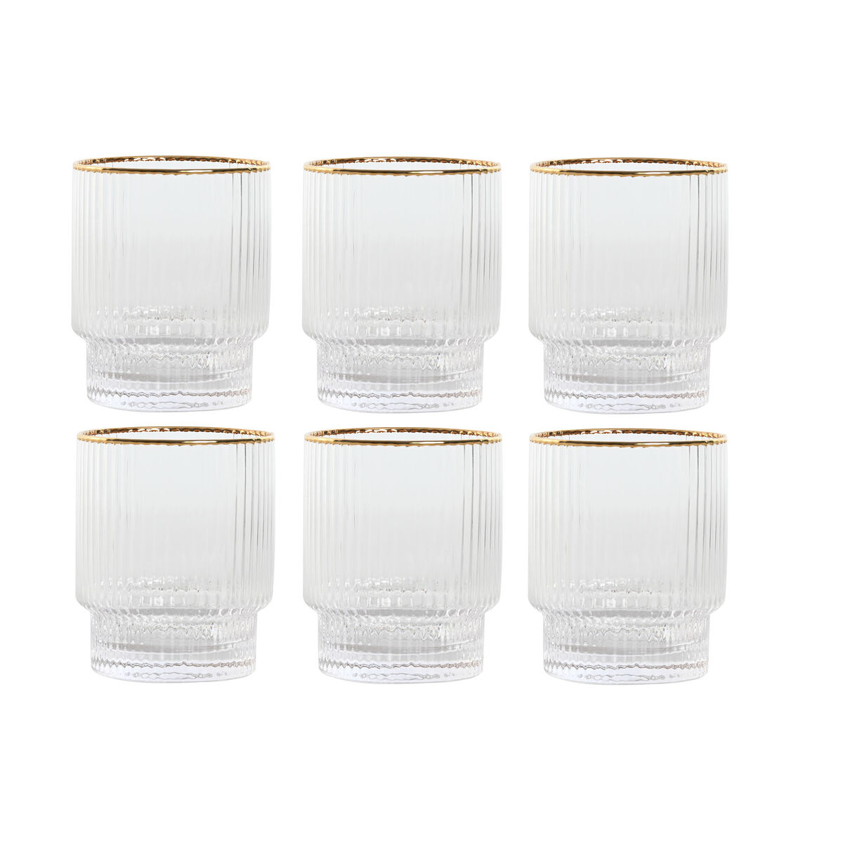 Set de Vasos Home ESPRIT Transparente Dorado Cristal 320 ml (6 Unidades)