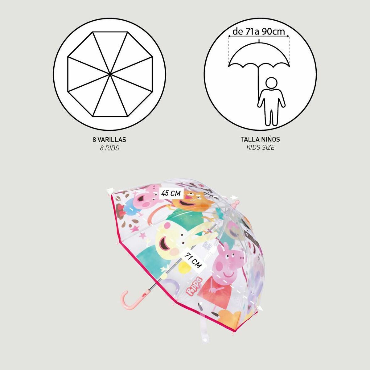 Paraguas Peppa Pig Ø 71 cm Transparente