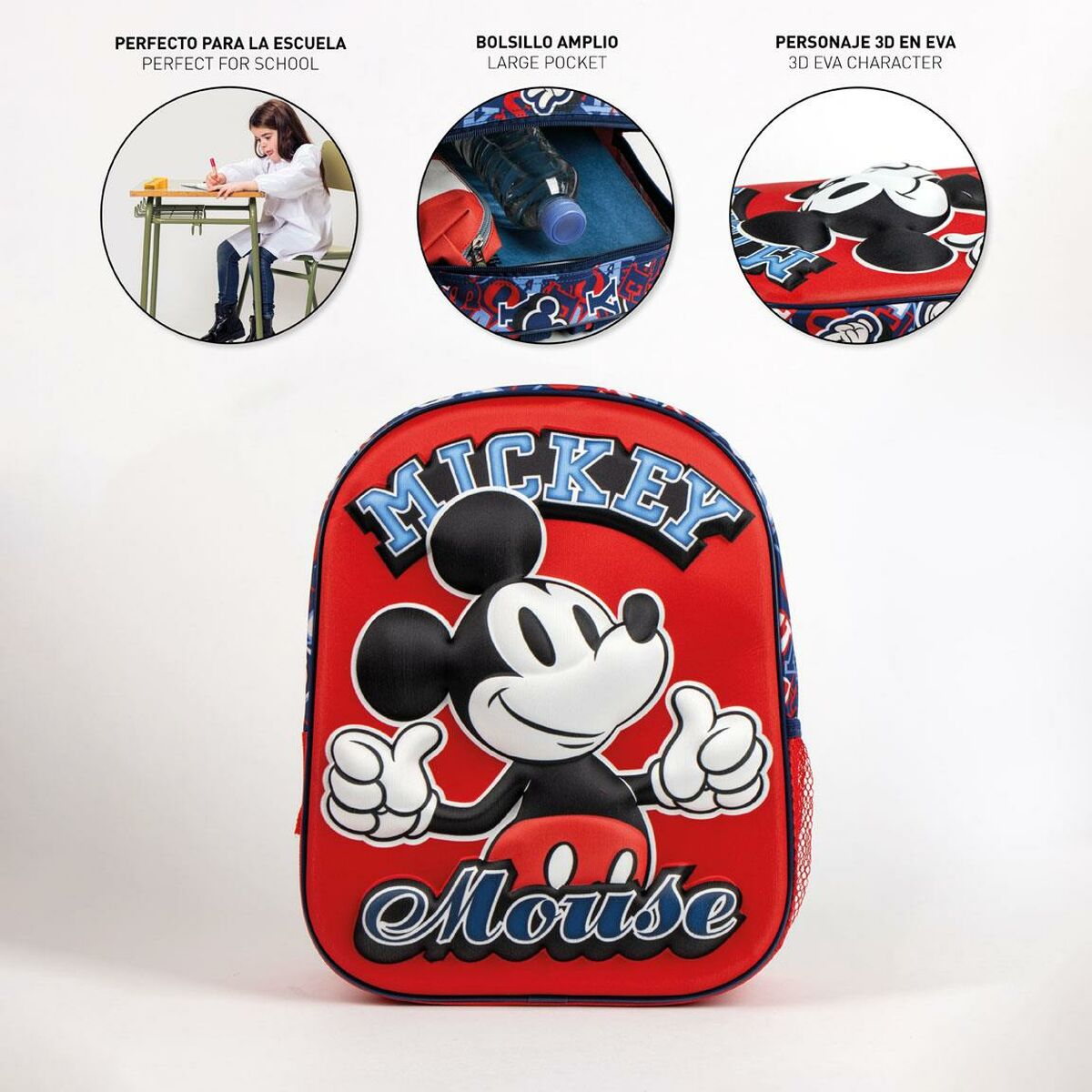 Mochila Escolar Mickey Mouse Rojo 25,0 x 31,0 x 10,0 cm