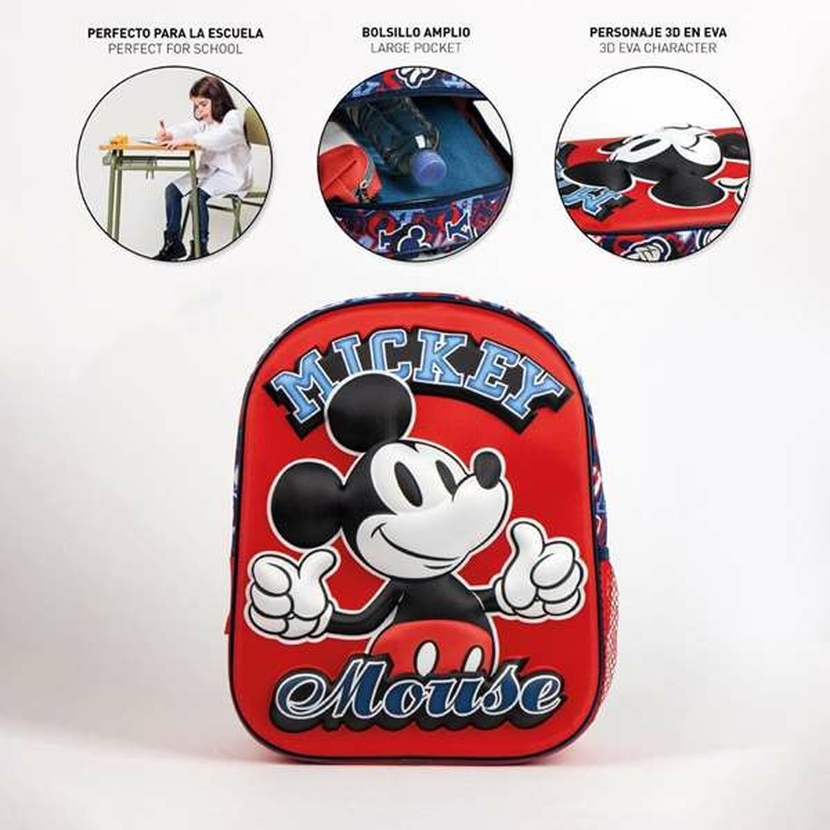 Mochila Escolar Mickey Mouse Rojo 25,0 x 31,0 x 10,0 cm