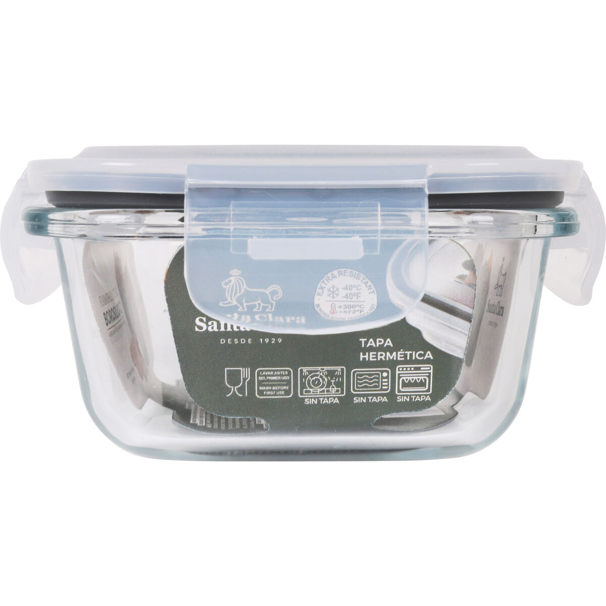 Fiambrera Hermética Santa Clara Transparente Rectangular 375 ml (12 Unidades)