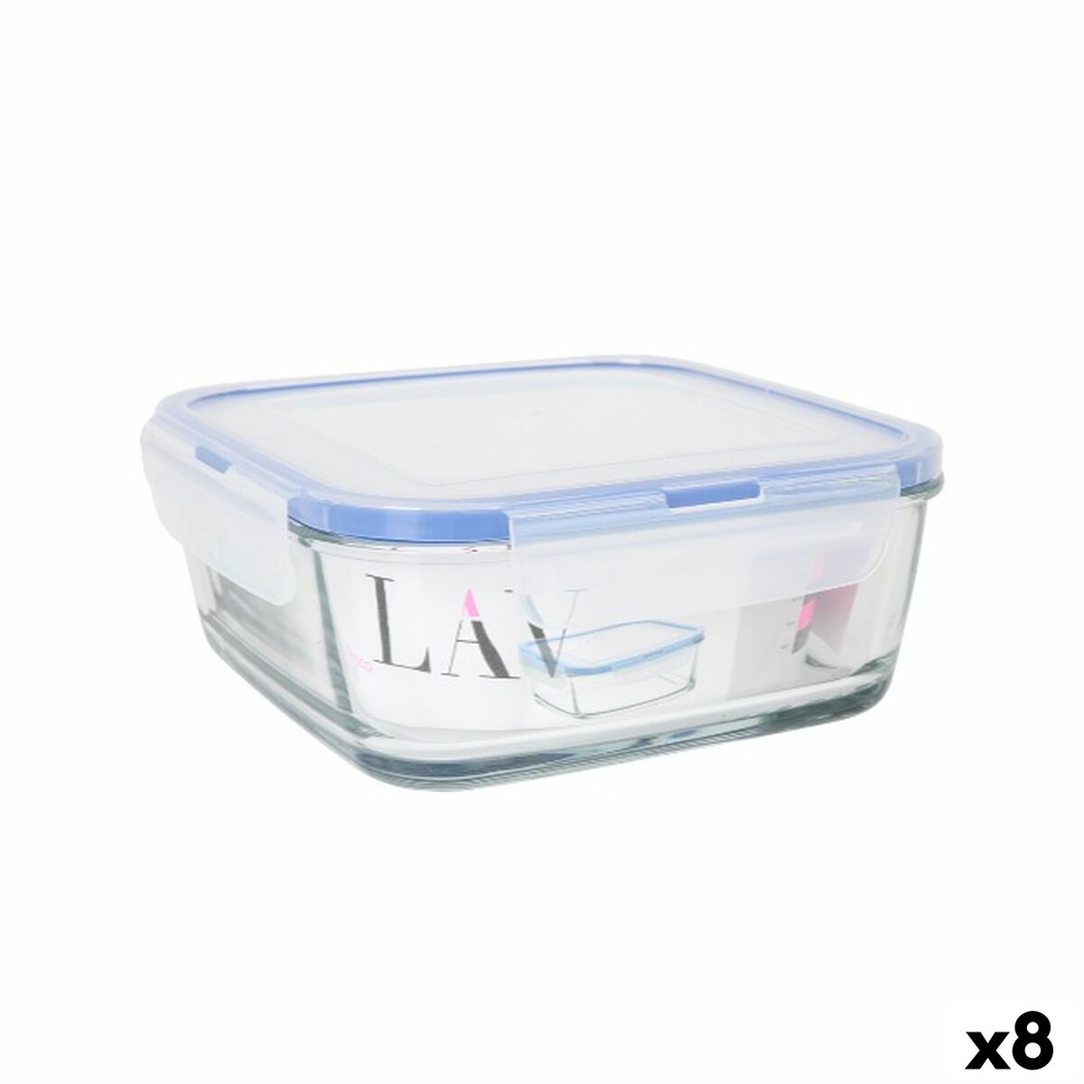 Fiambrera Hermética LAV Azul Transparente 1,15 L (8 Unidades)