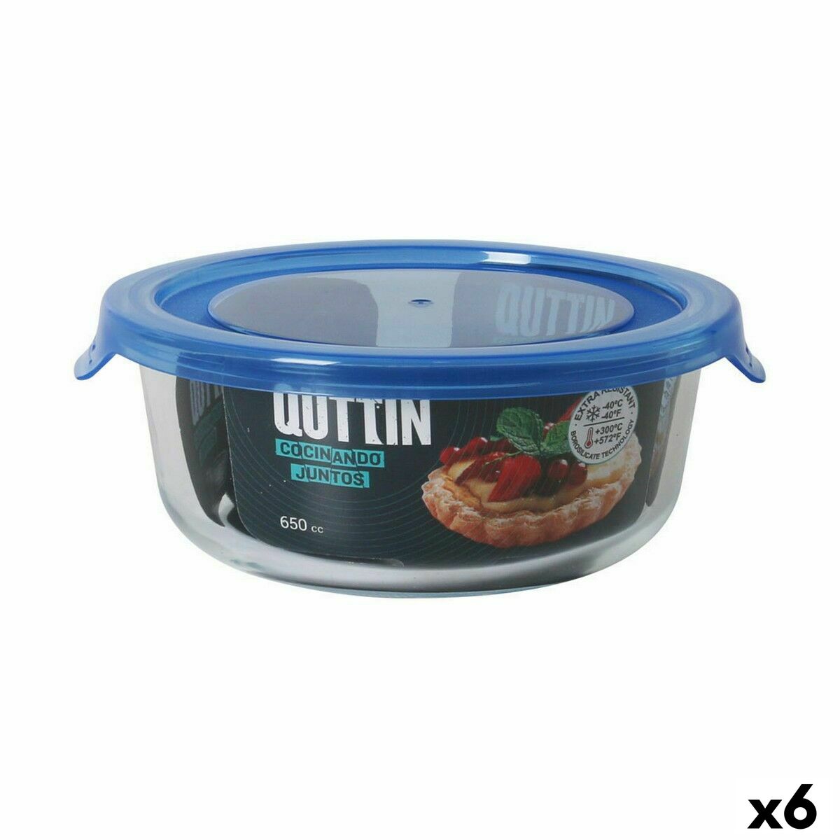 Fiambrera Hermética Quttin Azul Transparente 650 ml (6 Unidades)