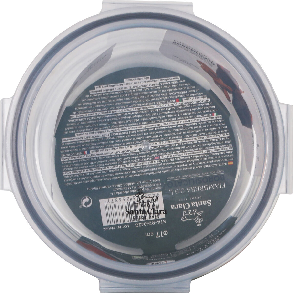 Fiambrera Hermética Santa Clara Transparente Ø 17 cm 0,9 l (6 Unidades)