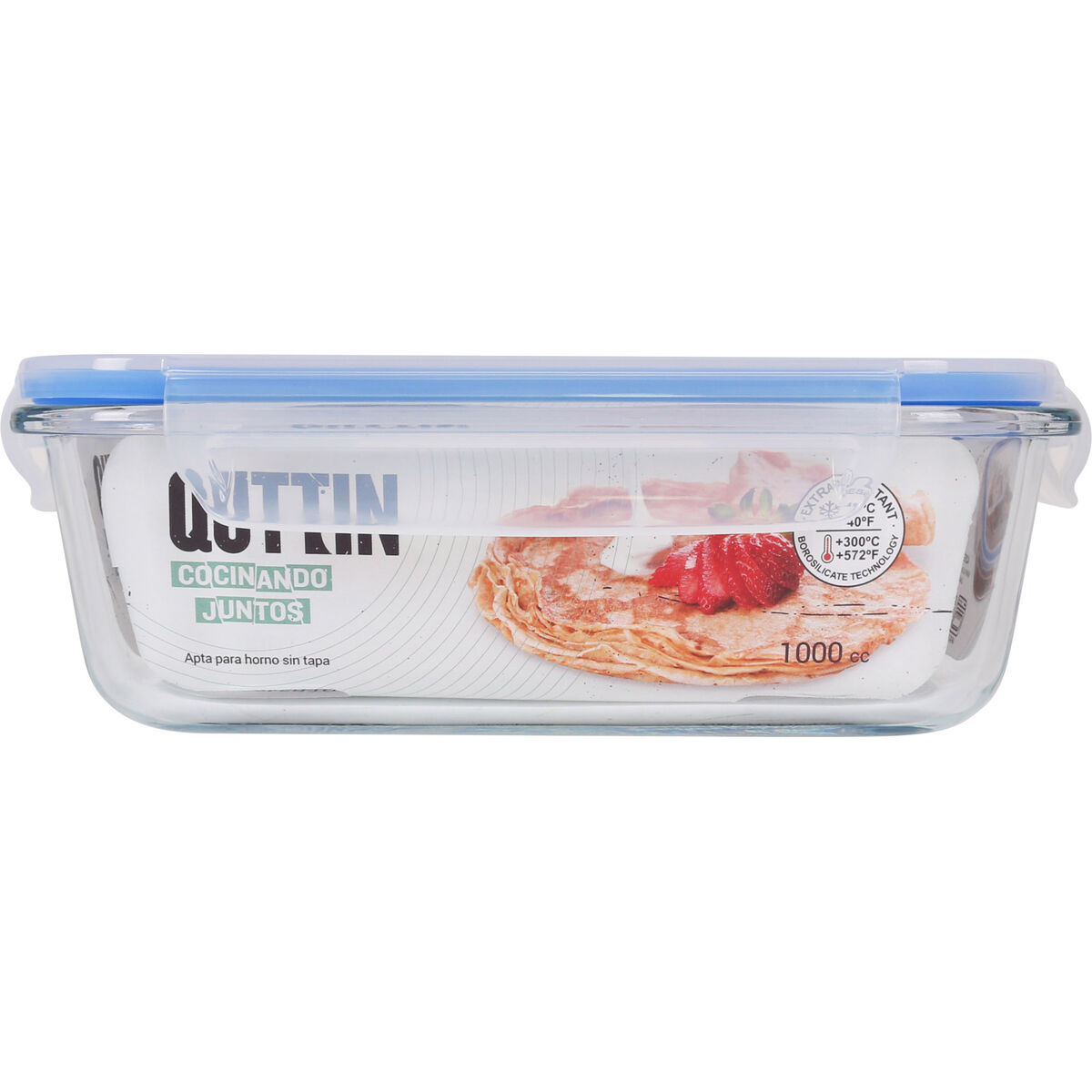 Fiambrera Hermética Quttin Transparente Rectangular 1L (6 Unidades)