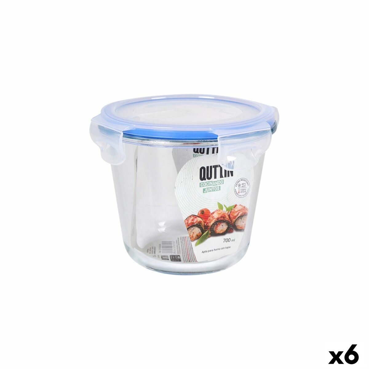 Fiambrera Hermética Quttin Transparente 700 ml (6 Unidades)