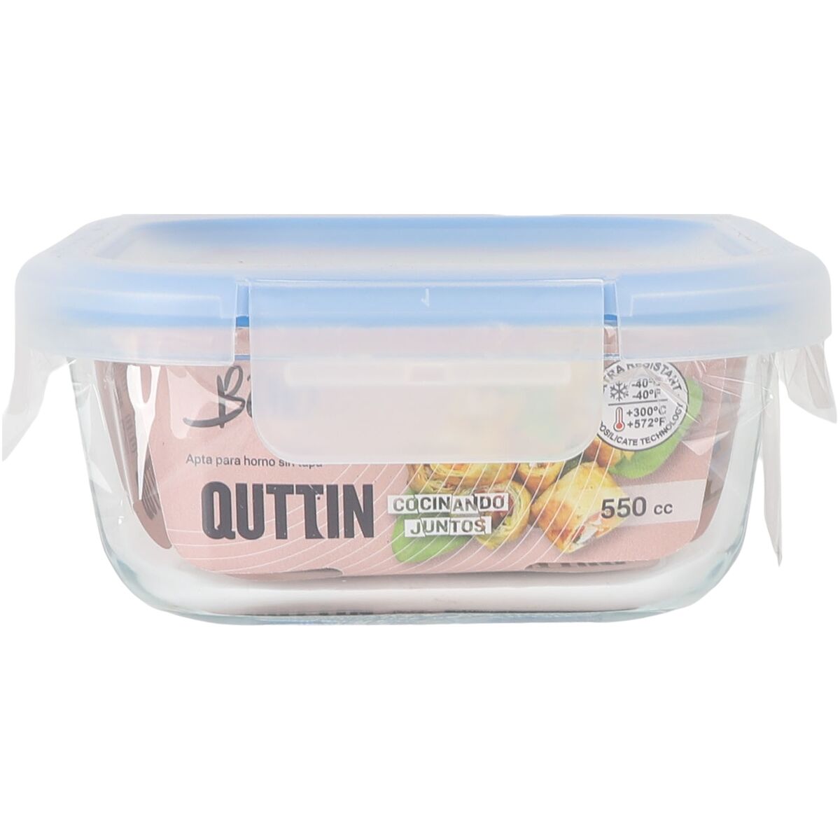 Fiambrera Hermética Quttin Boho Transparente 550 ml (12 Unidades)