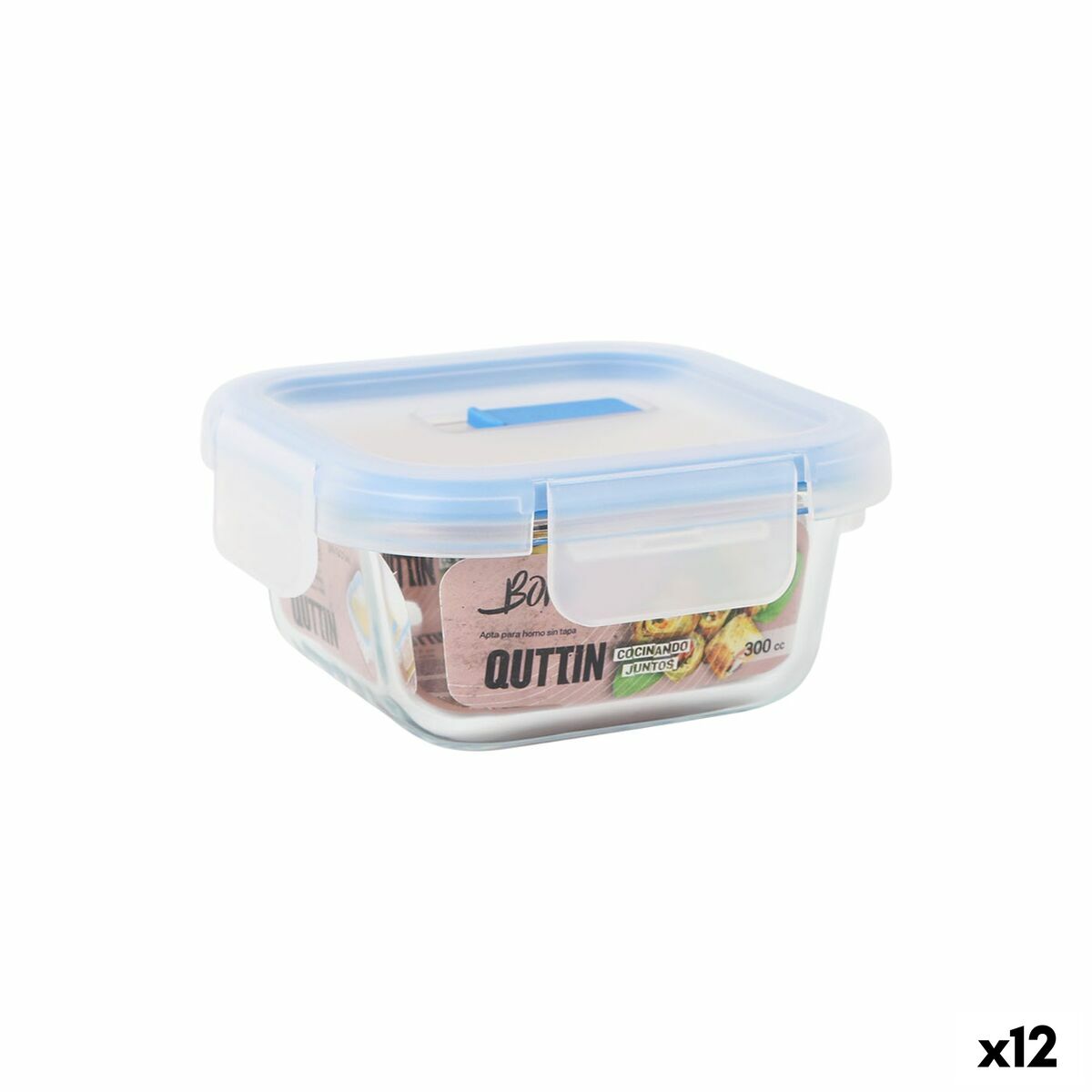 Fiambrera Hermética Quttin Boho Transparente 0,3 L (12 Unidades)