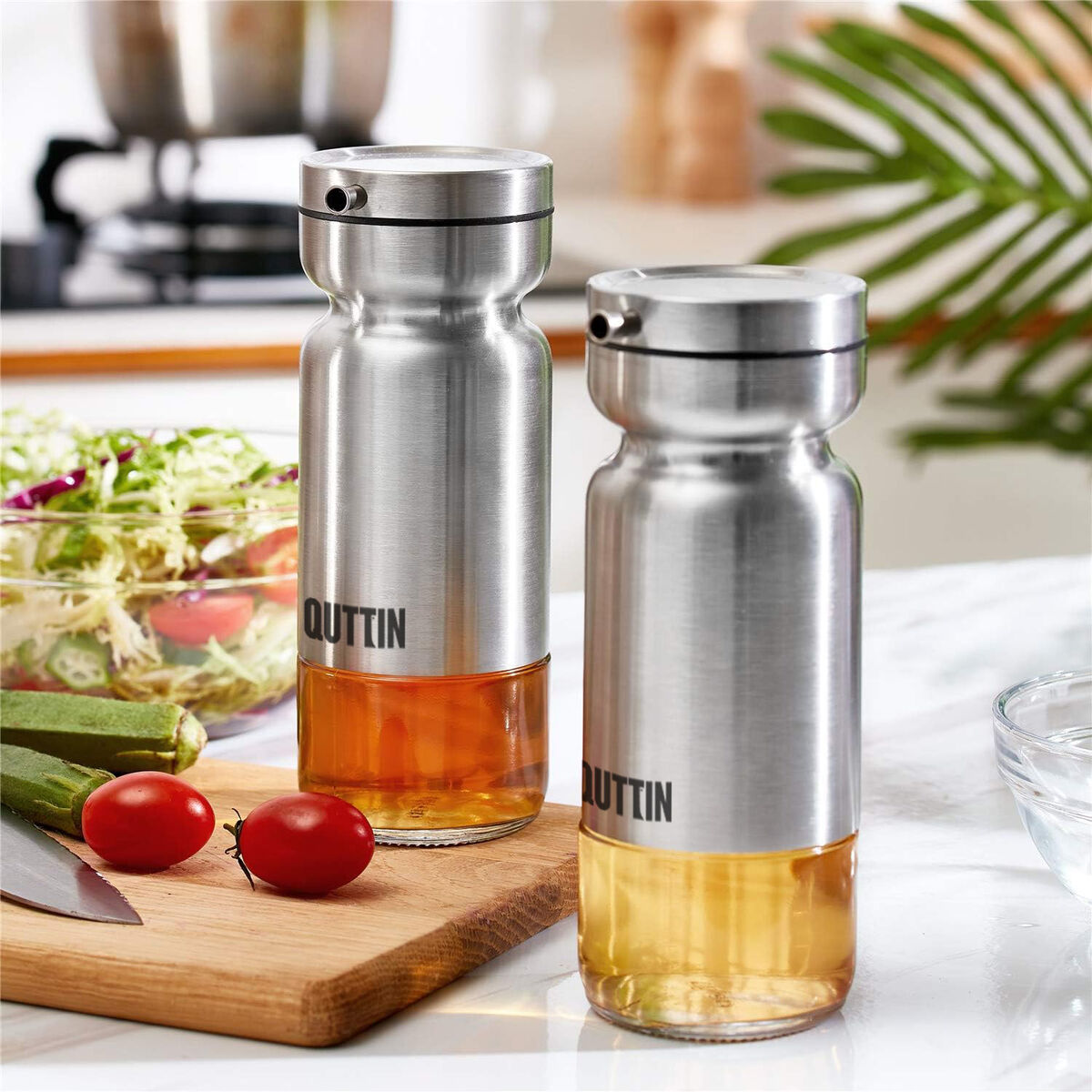 Aceitera Quttin Transparente Plateado Acero Inoxidable 0,36 L (12 Unidades)