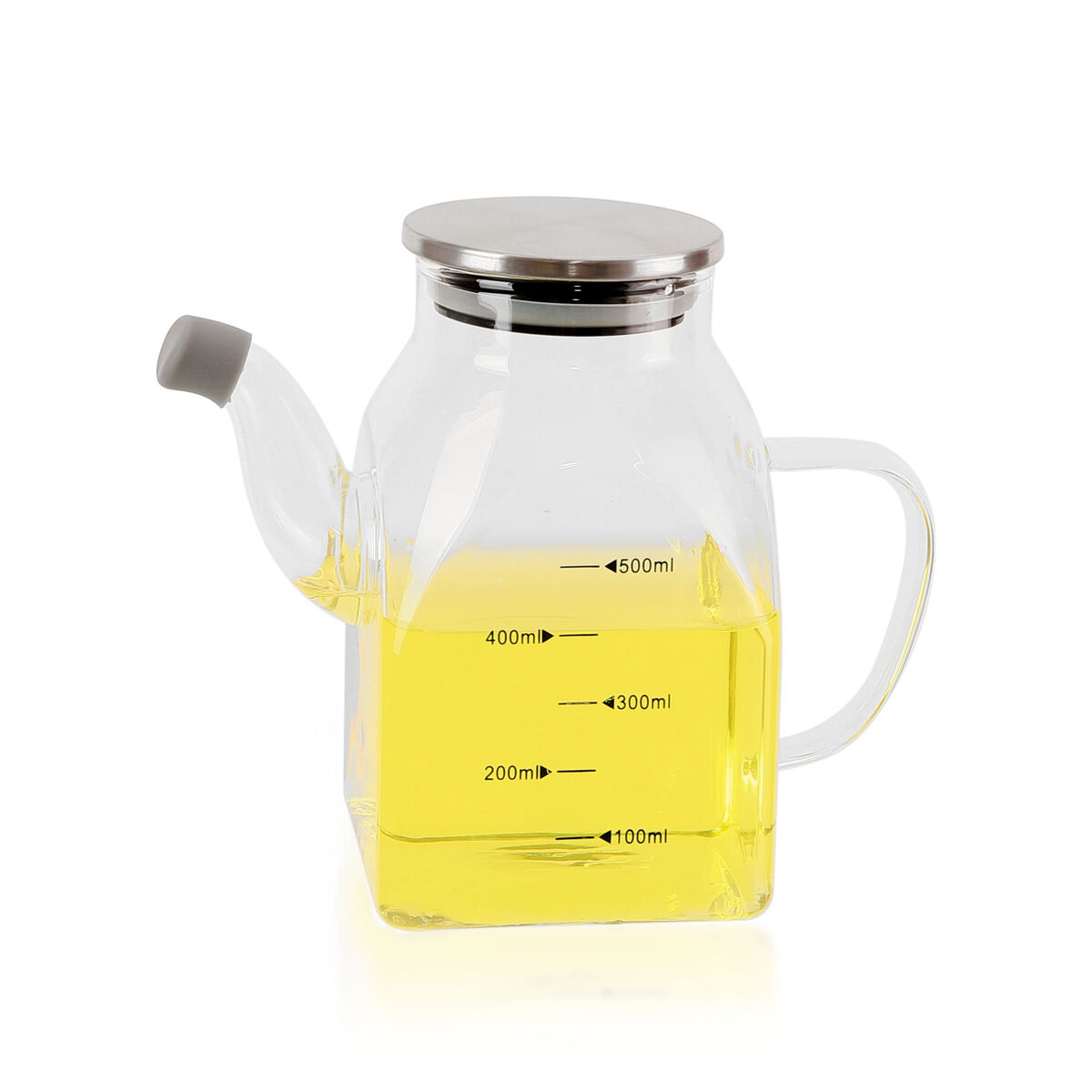 Aceitera La Mediterránea Transparente Plateado Metal Vidrio de Borosilicato 0,5 L (12 Unidades)