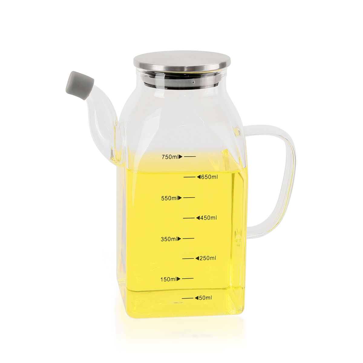 Aceitera La Mediterránea Transparente Plateado Metal Vidrio de Borosilicato 0,75 L (12 Unidades)