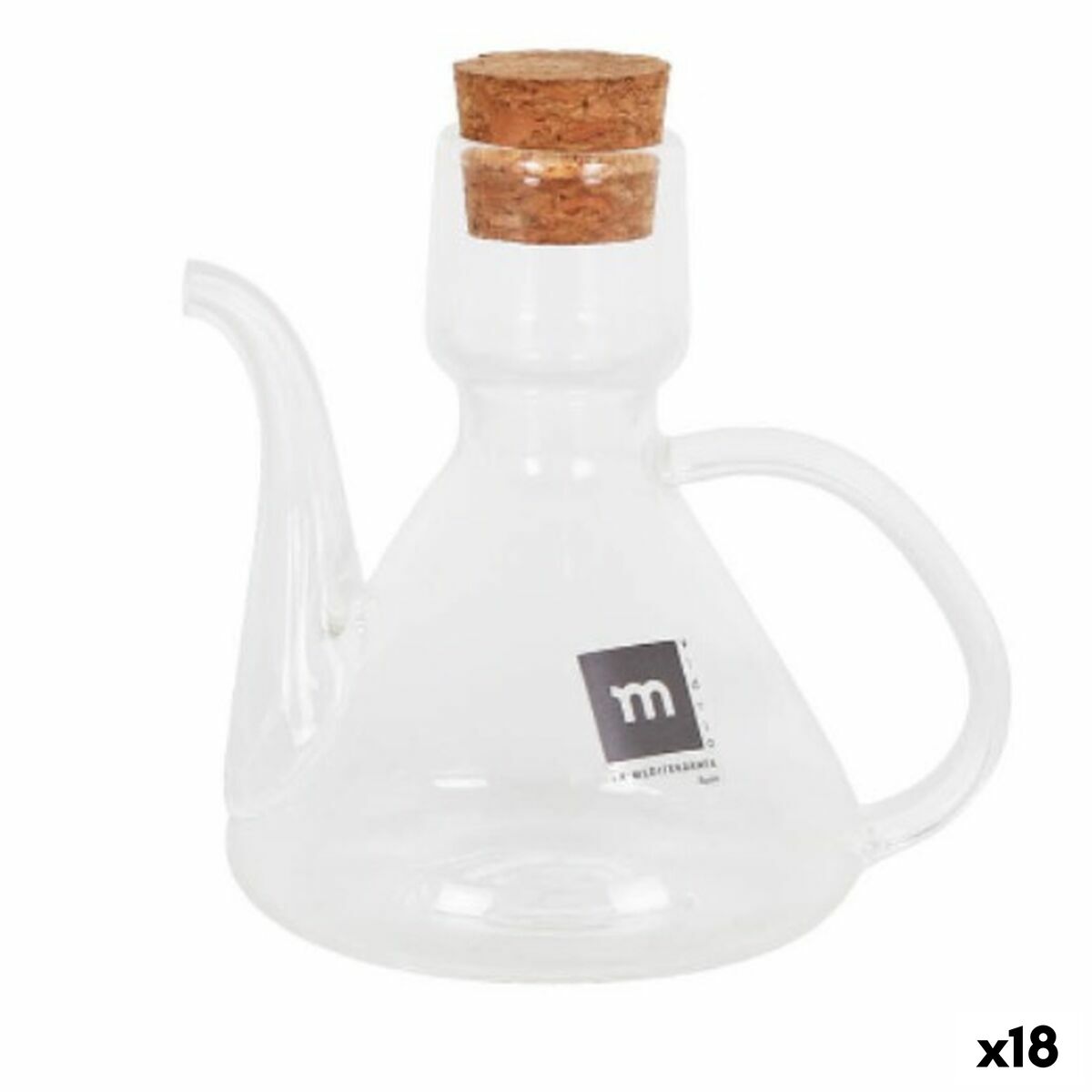 Aceitera La Mediterránea Bell Transparente Silicona Vidrio de Borosilicato 125 ml (18 Unidades)