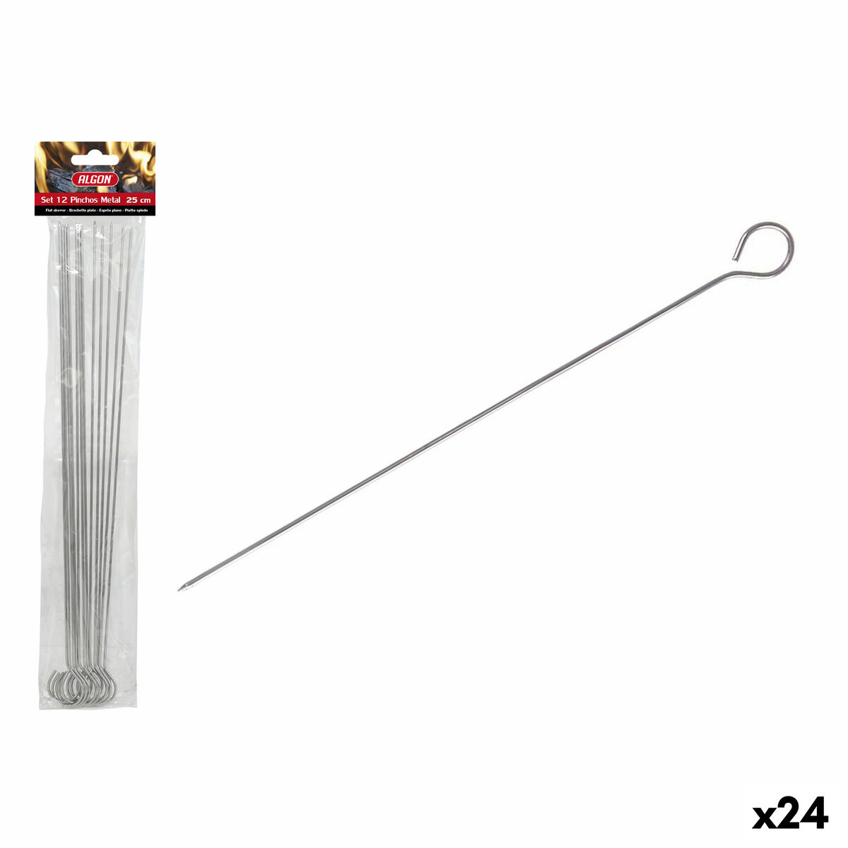 Set de Pinchos para Barbacoa Algon Metal 25 cm 12 Piezas (24 Unidades)