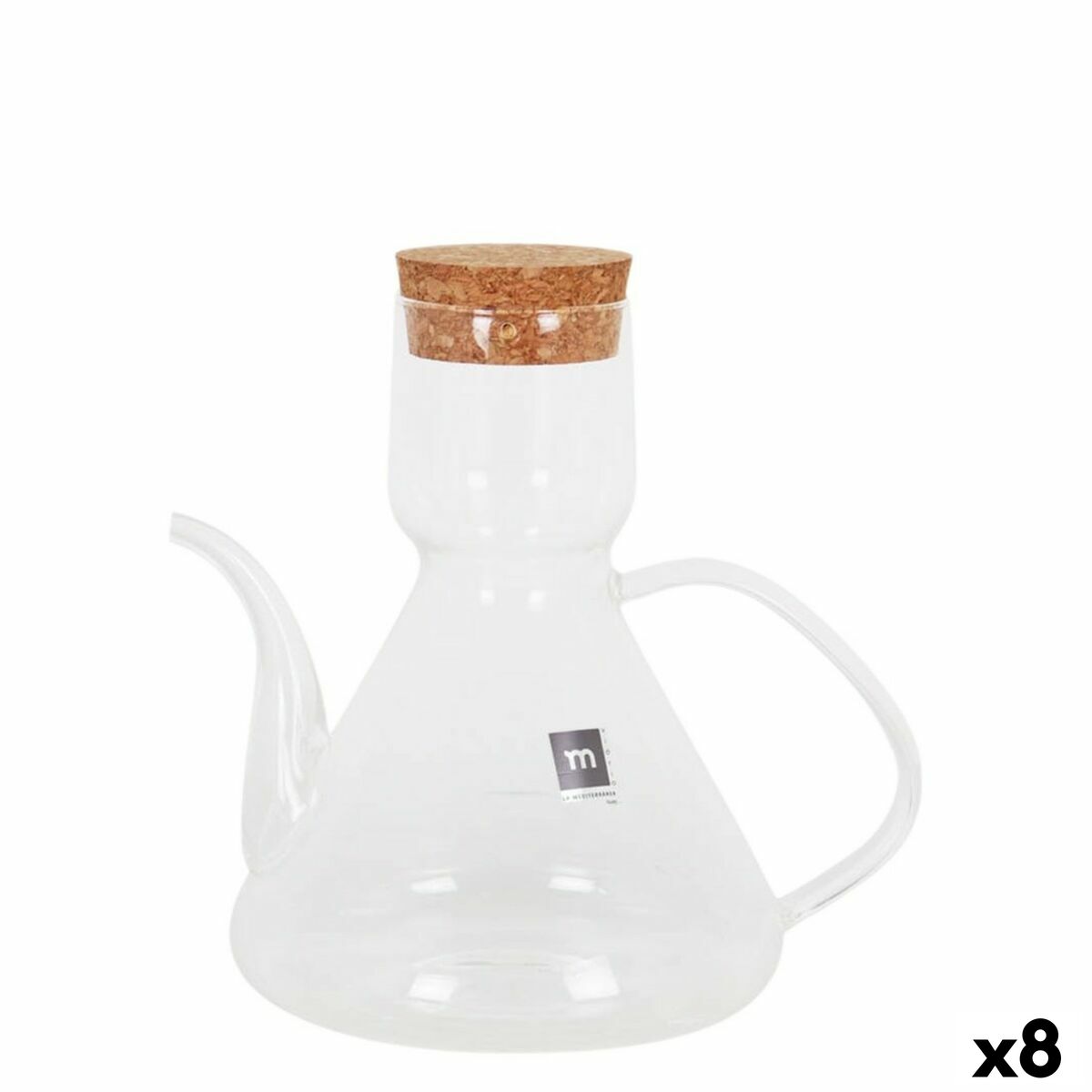 Aceitera La Mediterránea Bell Transparente Silicona Vidrio de Borosilicato 500 ml (8 Unidades)