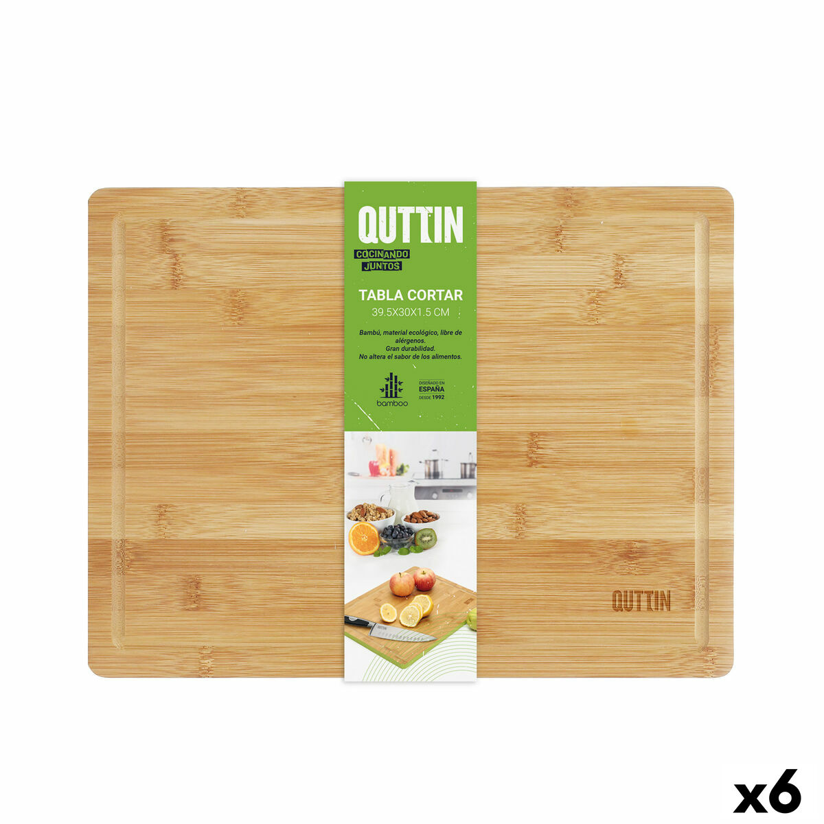 Tabla de cortar Quttin 39,5 x 30 x 1,5 cm (6 Unidades)