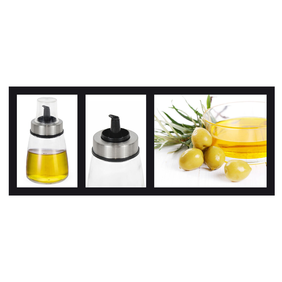 Aceitera Quttin Transparente Plateado Vidrio 200 ml 6,5 x 6,5 x 12,5 cm (12 Unidades)