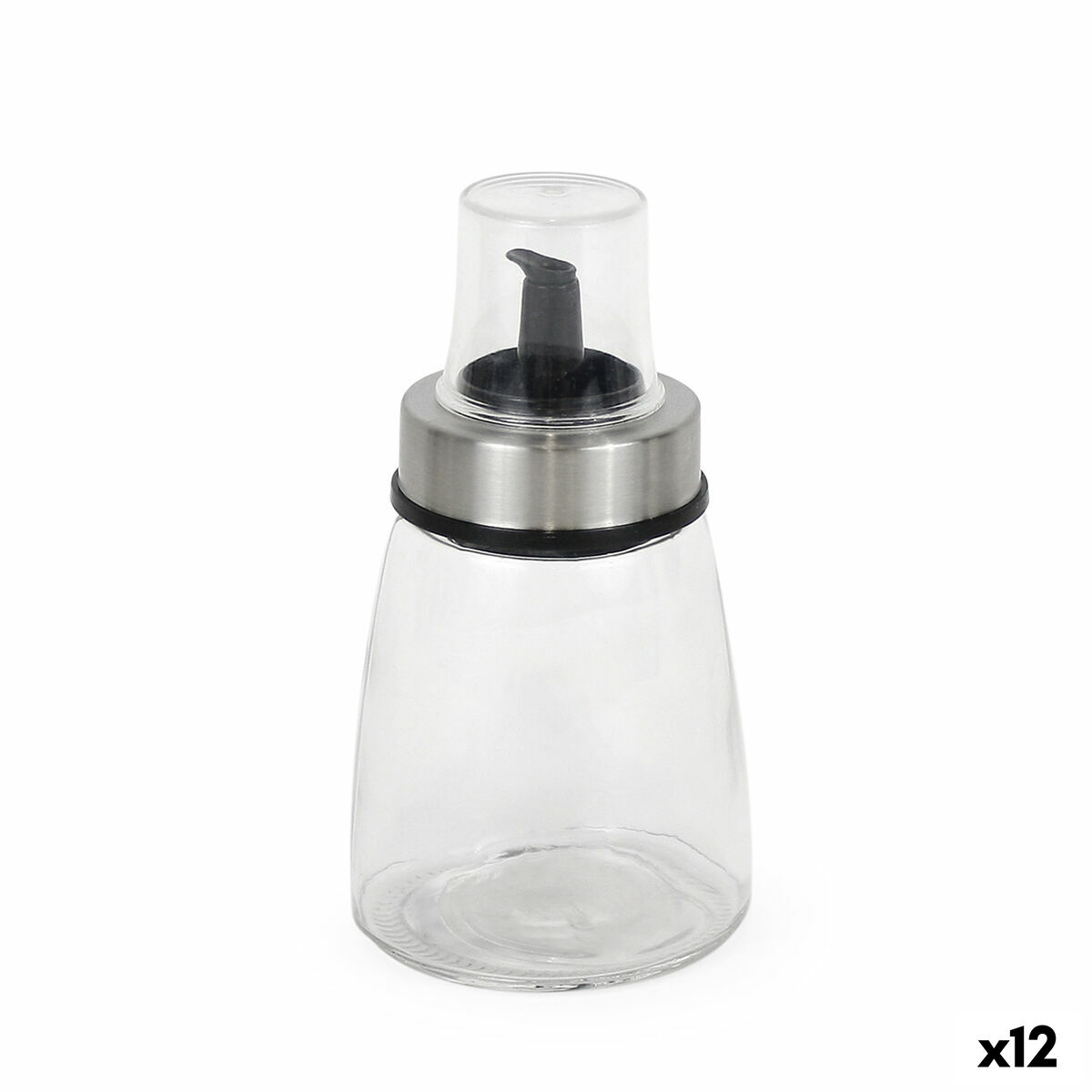Aceitera Quttin Transparente Plateado Vidrio 200 ml 6,5 x 6,5 x 12,5 cm (12 Unidades)