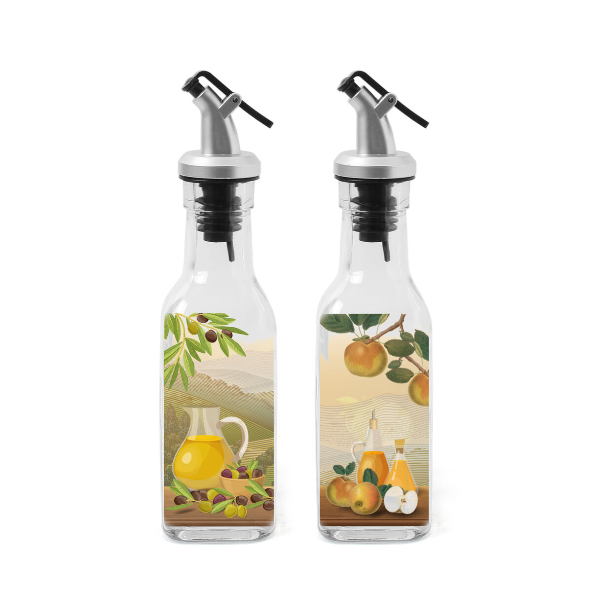 Set para Aliñar Anna Transparente Plateado Vidrio ABS 170 ml 5 x 5 x 20 cm 2 Piezas (24 Unidades)