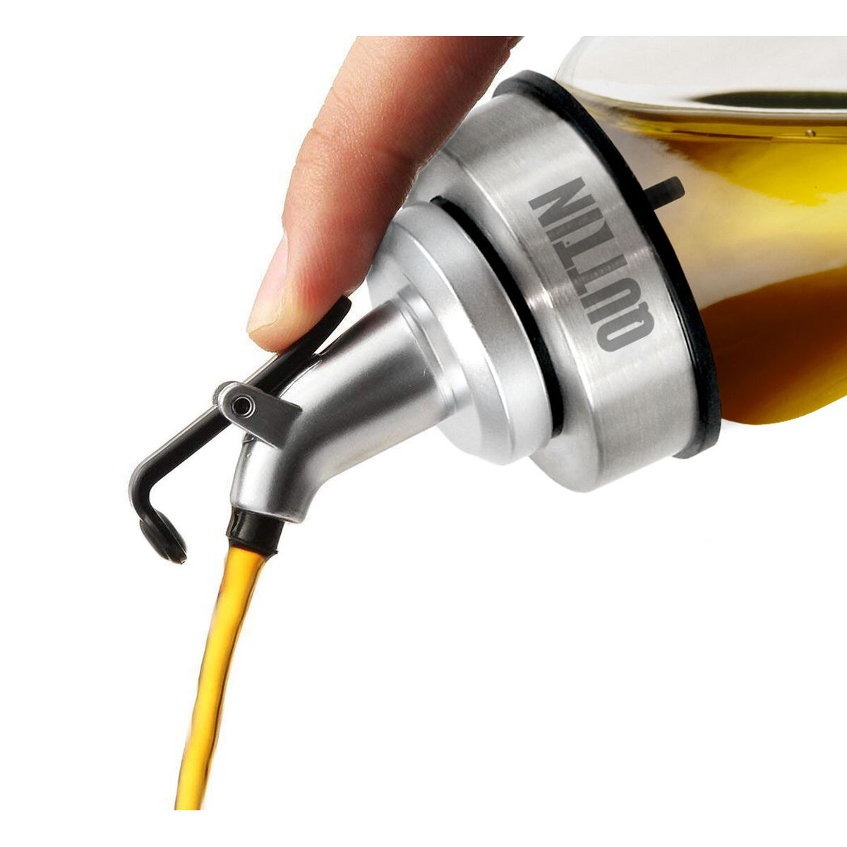 Aceitera Quttin Transparente Plateado Vidrio 0,5 L 6 x 6 x 26 cm (12 Unidades)