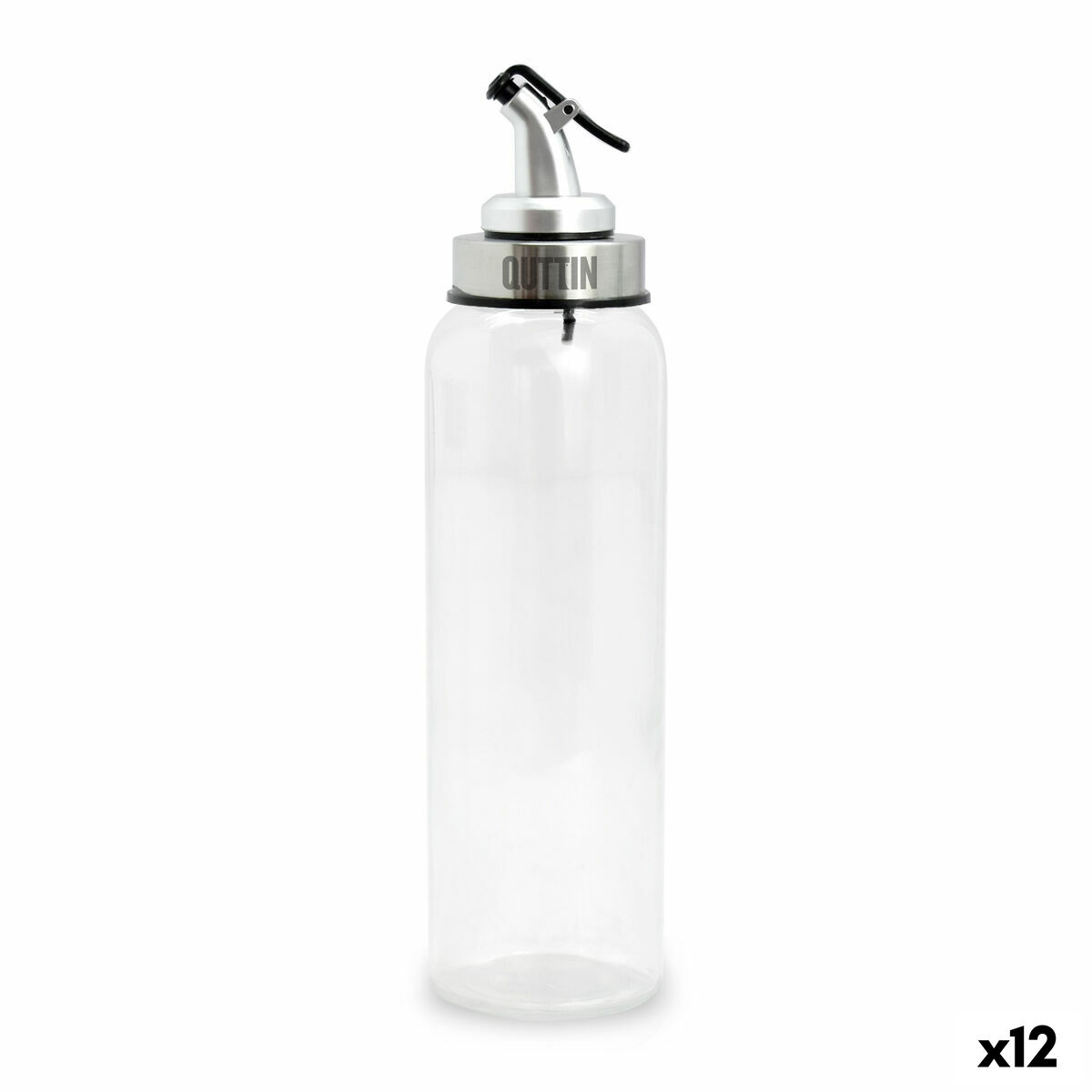 Aceitera Quttin Transparente Plateado Vidrio 0,5 L 6 x 6 x 26 cm (12 Unidades)