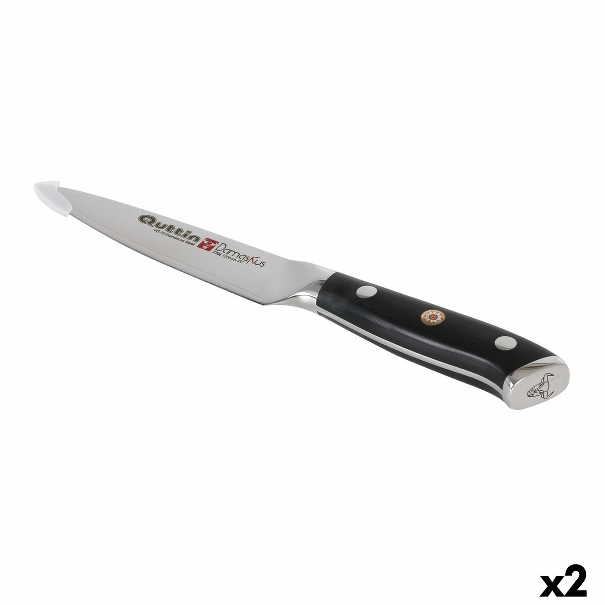 Cuchillo de Cocina Quttin Damaskus Negro Plateado 12 cm (2 Unidades)