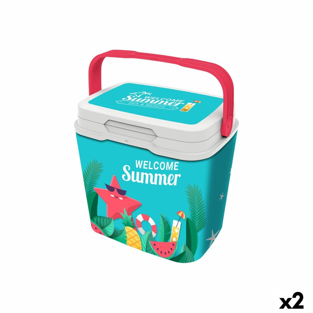 Nevera Portátil Aquapro Welcome Summer Multicolor 25 L 38 x 29 x 39 cm (2 Unidades)