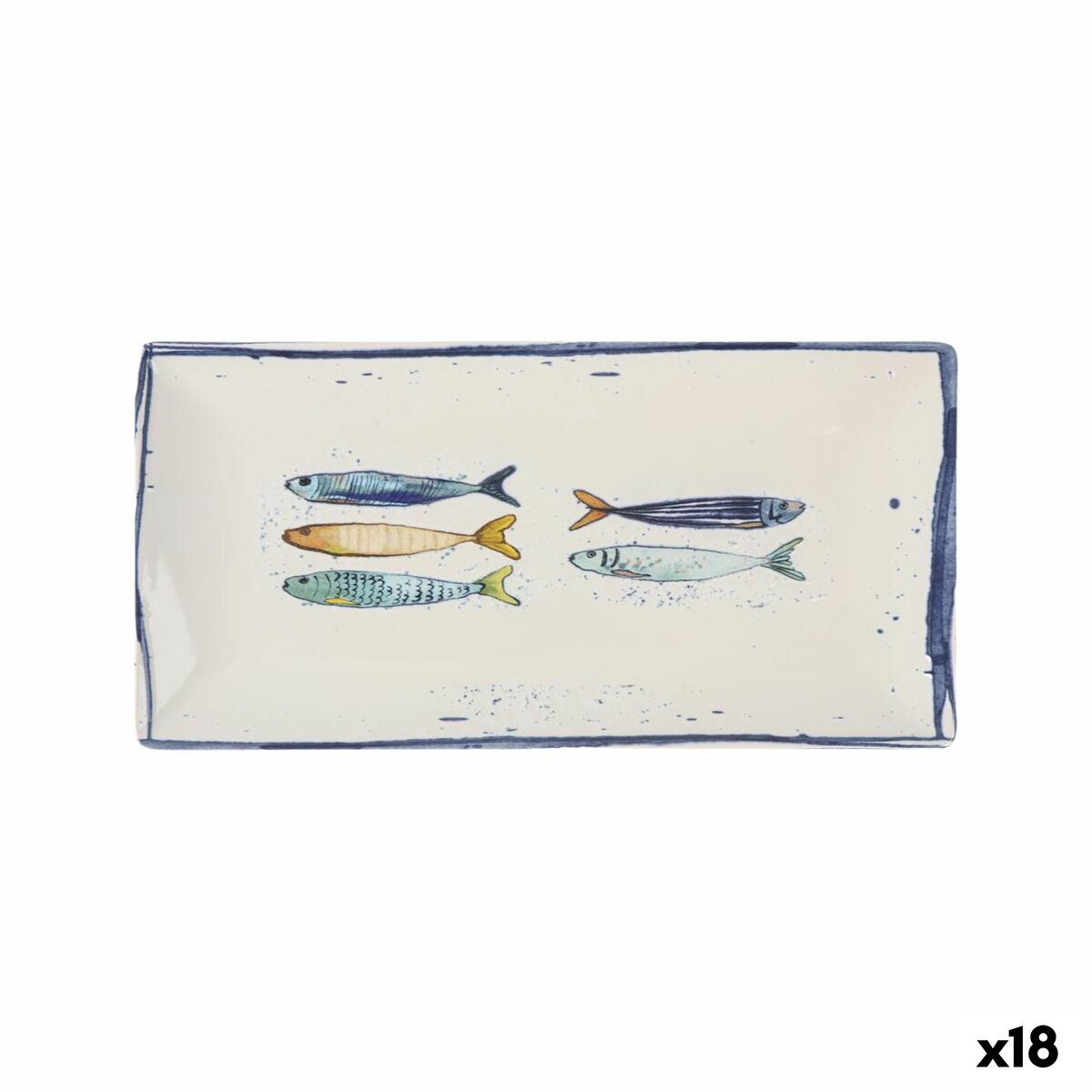 Fuente de Cocina La Mediterránea Peixe Rectangular Peces 30 x 15 x 2 cm (18 Unidades)