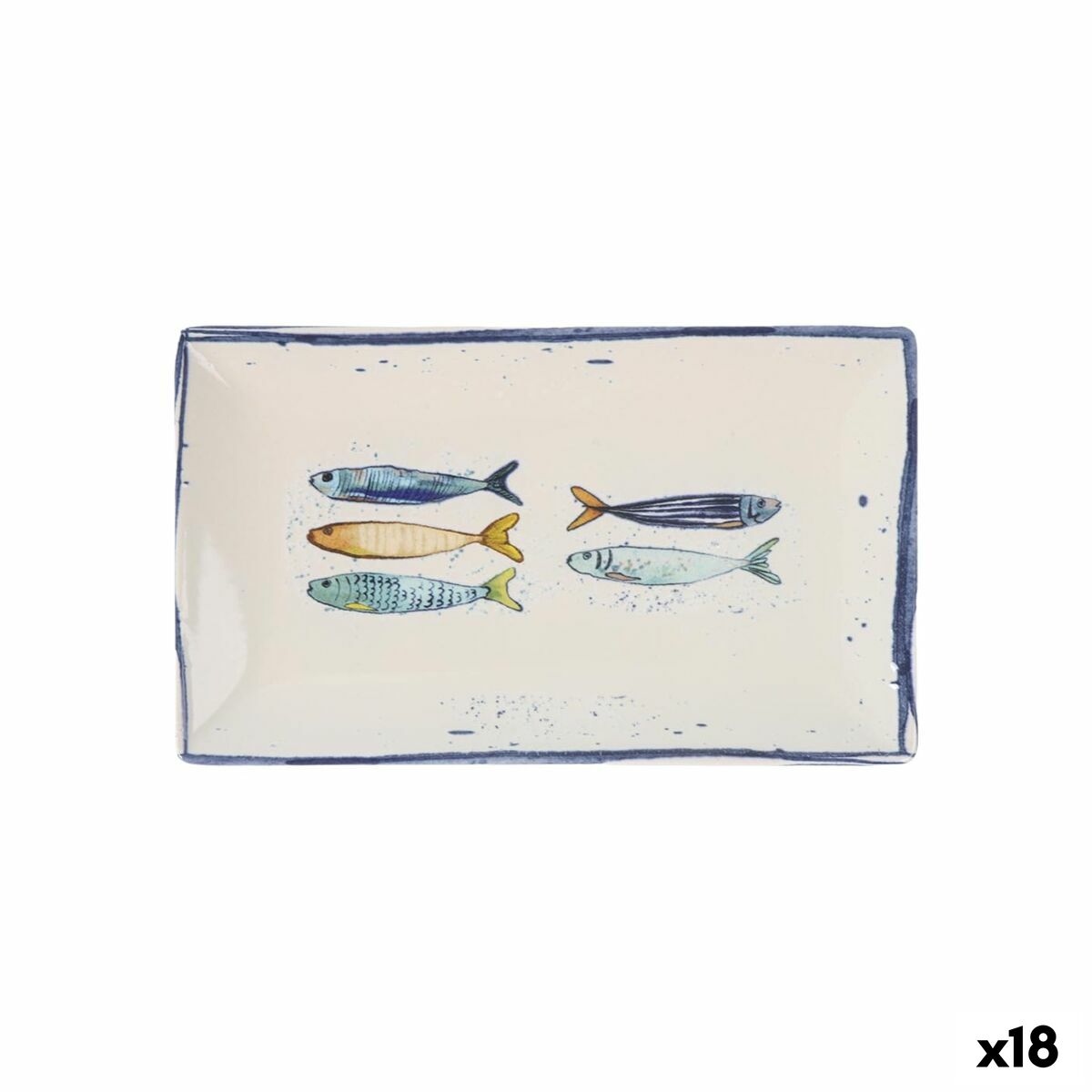 Fuente de Cocina La Mediterránea Peixe Rectangular Peces 25,3 x 15 x 2 cm (18 Unidades)