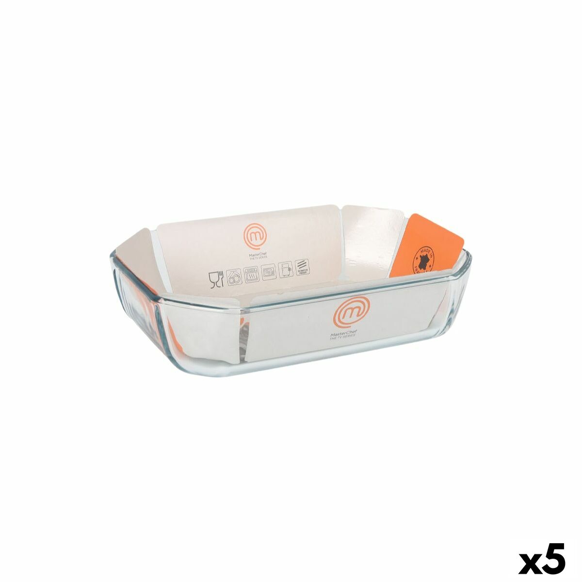 Fuente de Cocina MasterChef Rectangular 2,2 L 27 x 18 cm (5 Unidades)