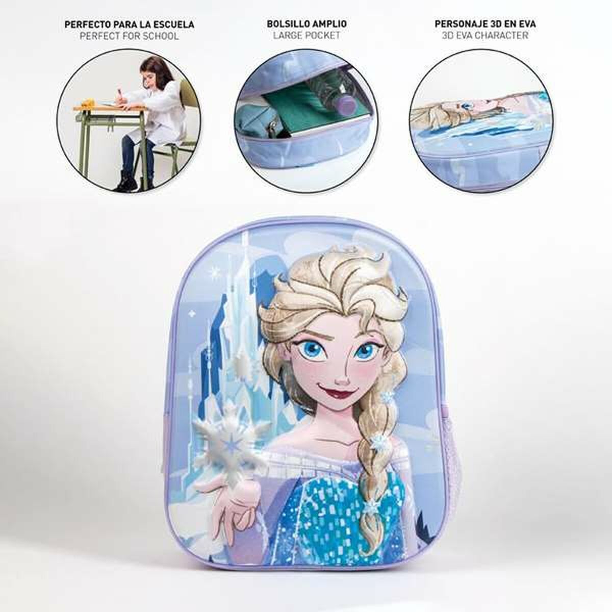 Mochila Escolar 3D Frozen Azul 25,0 x 31,0 x 10,0 cm