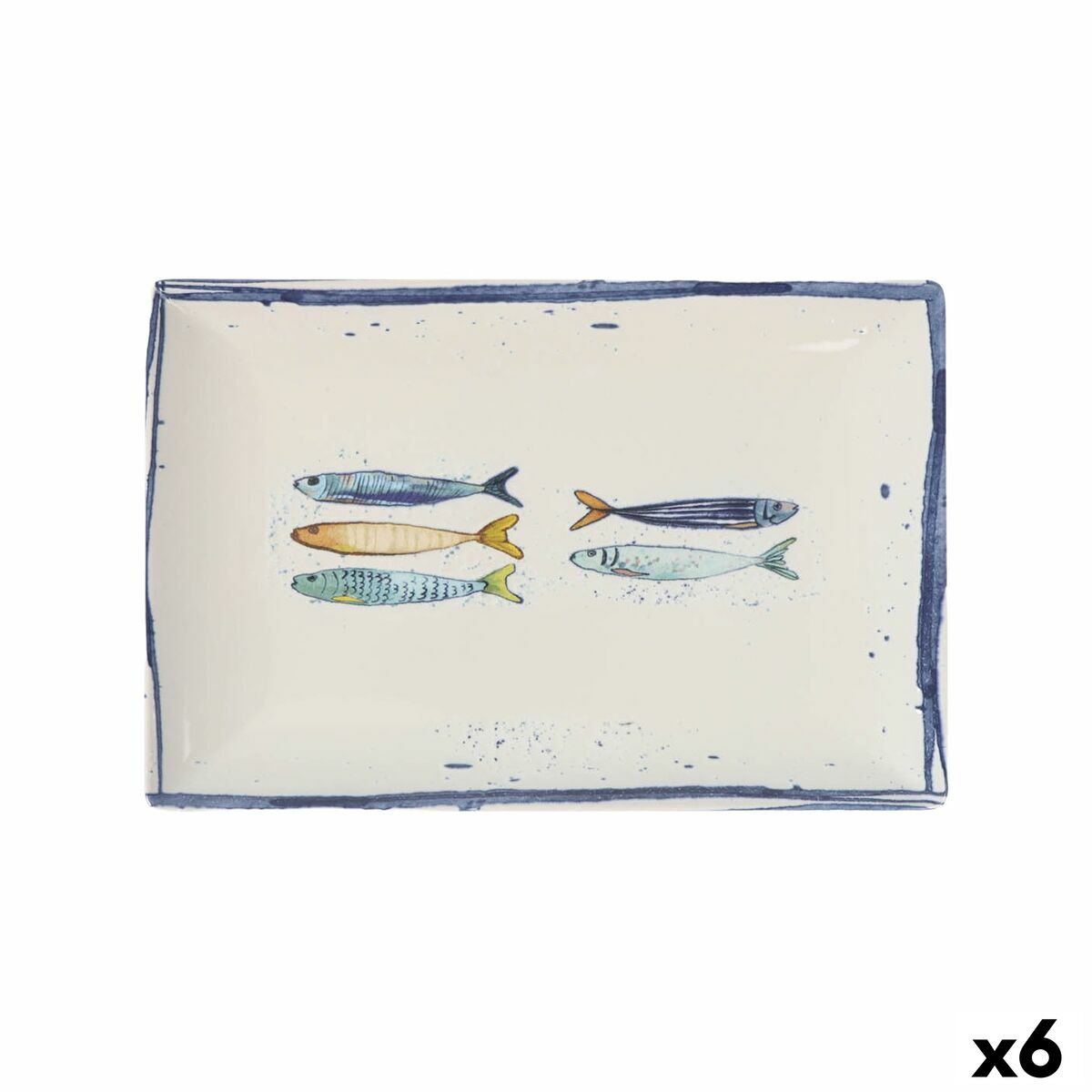 Fuente de Cocina La Mediterránea Peixe Rectangular Peces 30 x 20 x 2,5 cm (6 Unidades)