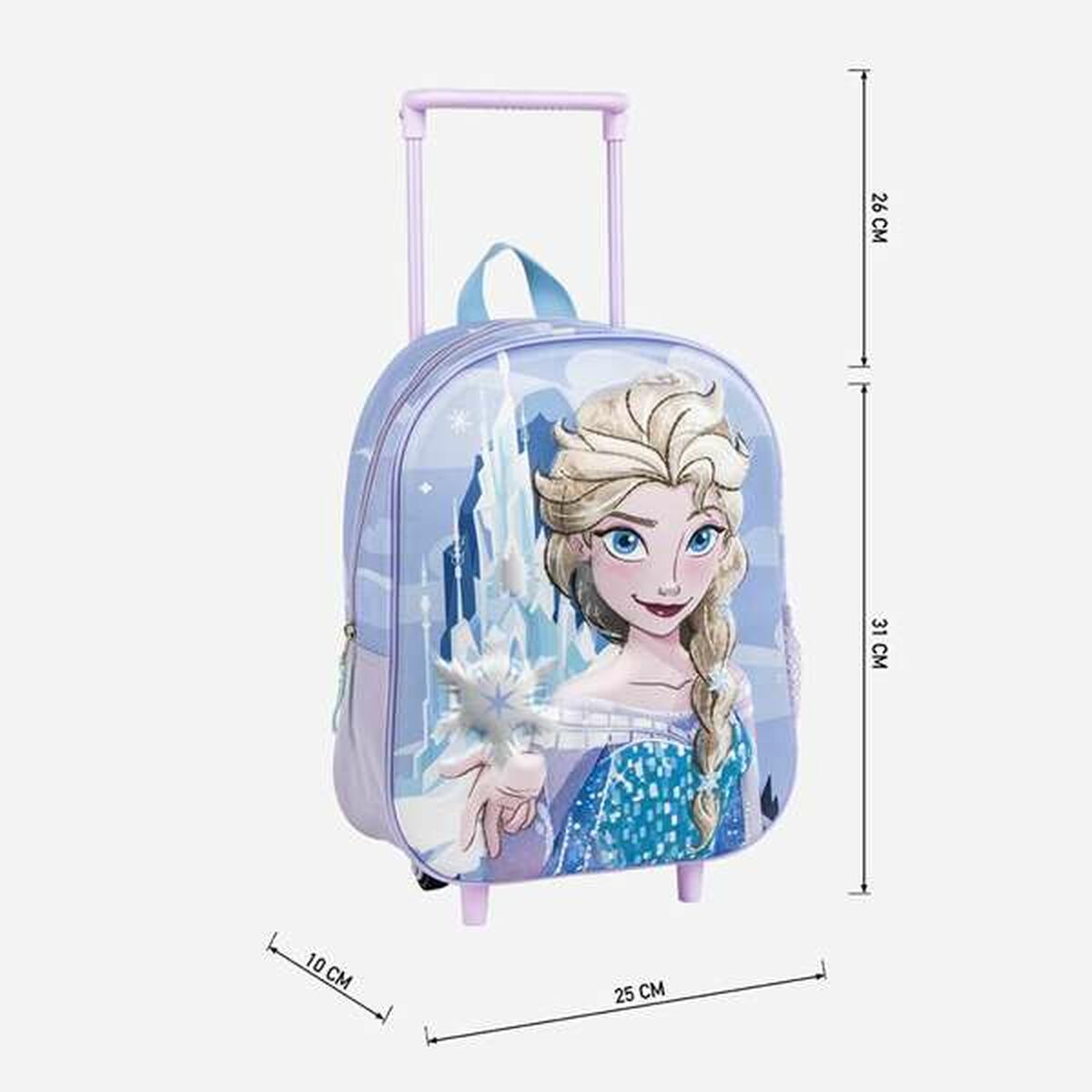 Mochila Escolar 3D con Ruedas Frozen Azul Lila 25,0 x 31,0 x 10,0 cm