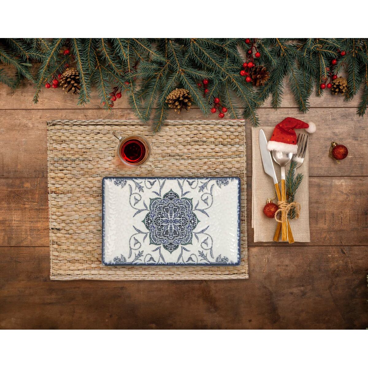 Fuente de Cocina La Mediterránea Rosetta Rectangular 30 x 15 x 2 cm (18 Unidades)