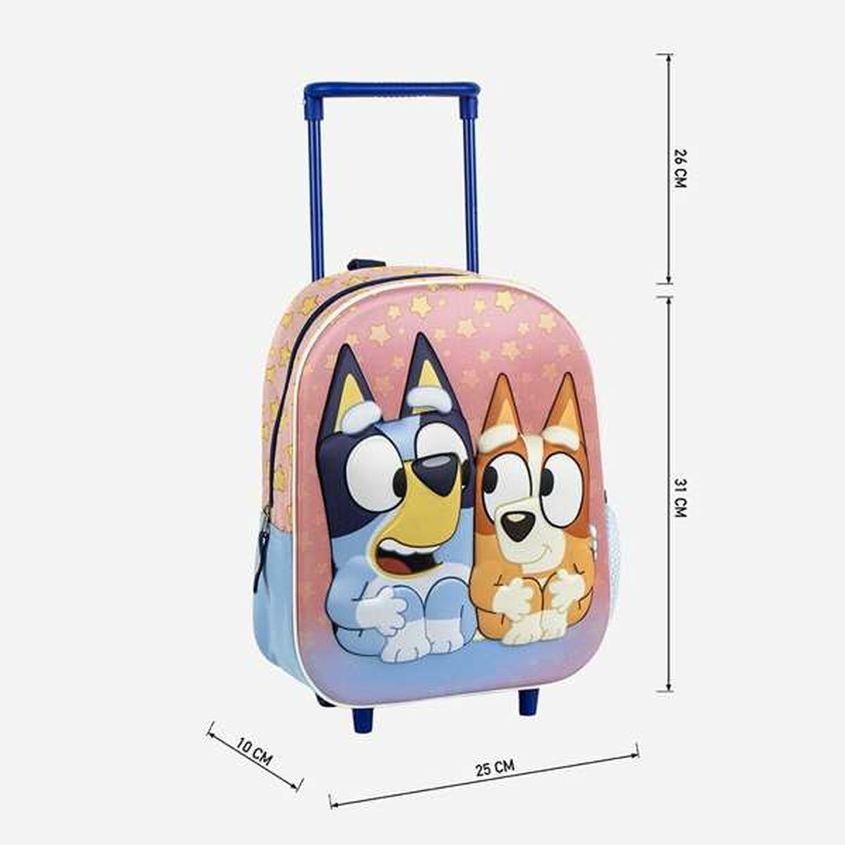 Mochila Escolar 3D con Ruedas Bluey Rosa 25,0 x 31,0 x 10,0 cm