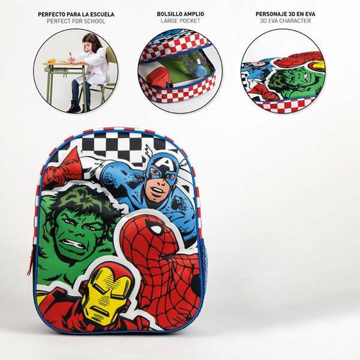 Mochila Escolar 3D The Avengers Negro 25,0 x 31,0 x 10,0 cm
