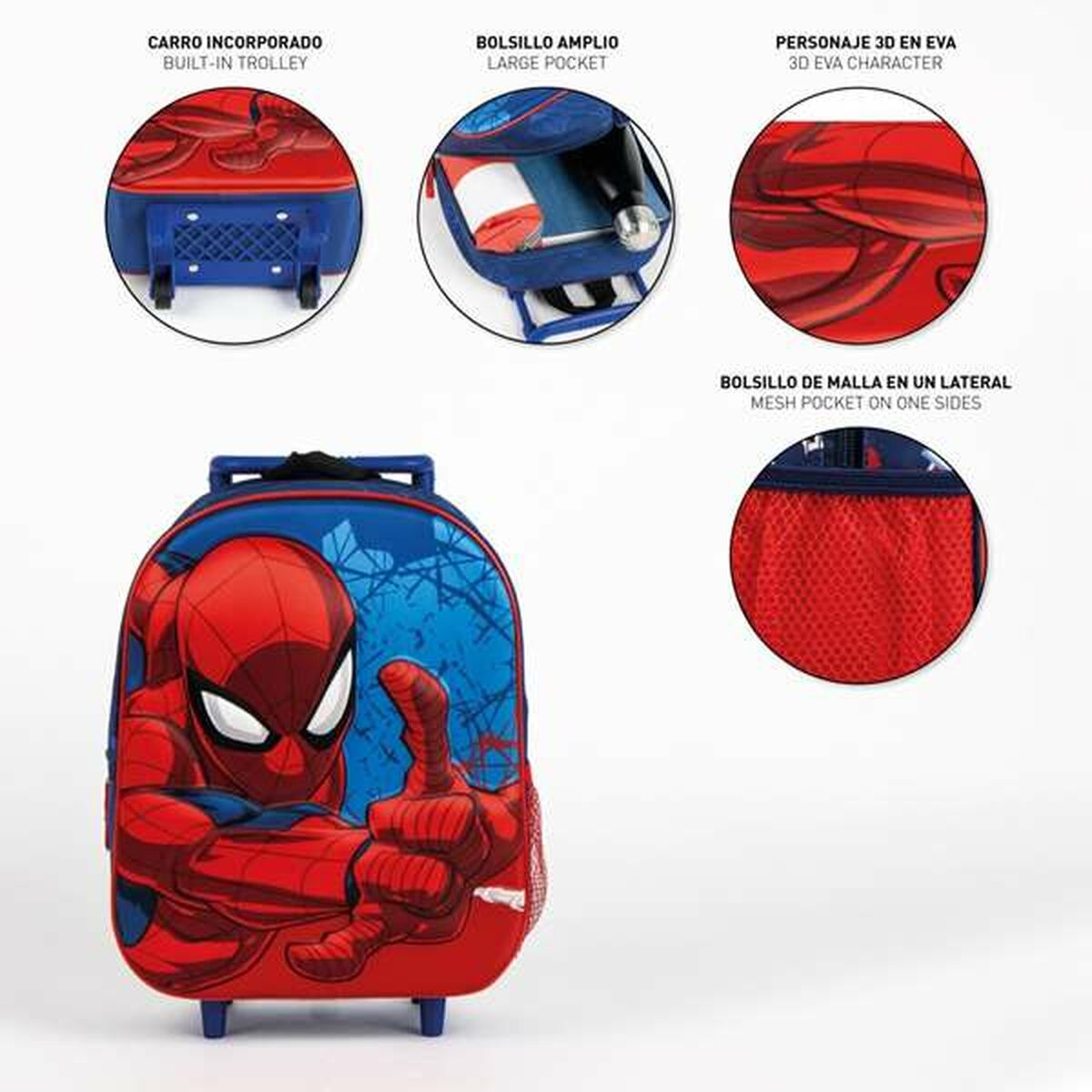 Mochila Escolar 3D con Ruedas Spider-Man Azul 25,0 x 31,0 x 10,0 cm