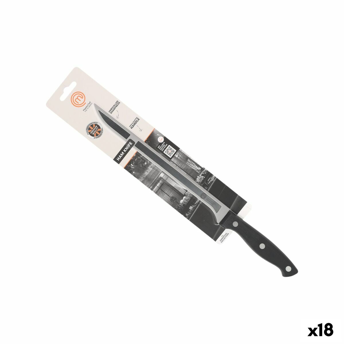 Cuchillo Jamonero MasterChef 23 cm Negro Plateado (18 Unidades)