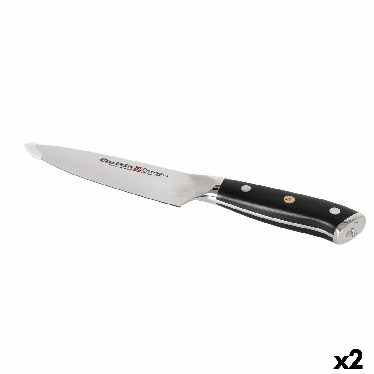 Cuchillo de Cocina Quttin DAMASKUS Negro Plateado 15 cm (2 Unidades)