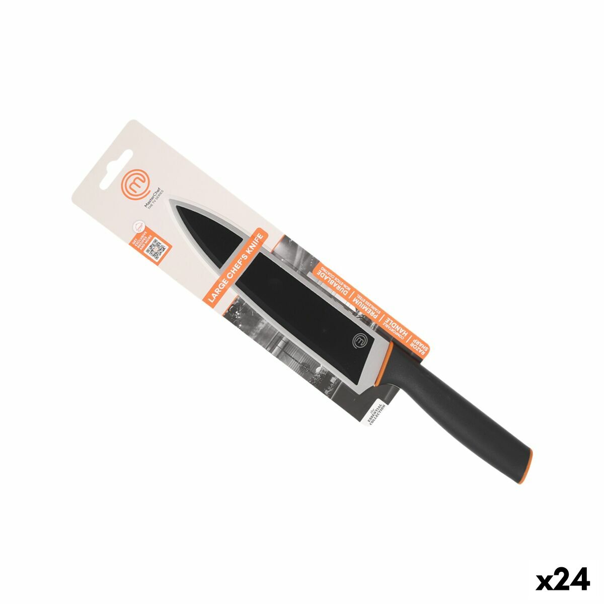 Cuchillo de Cocina MasterChef Chef Negro Plateado 20 cm (24 Unidades)