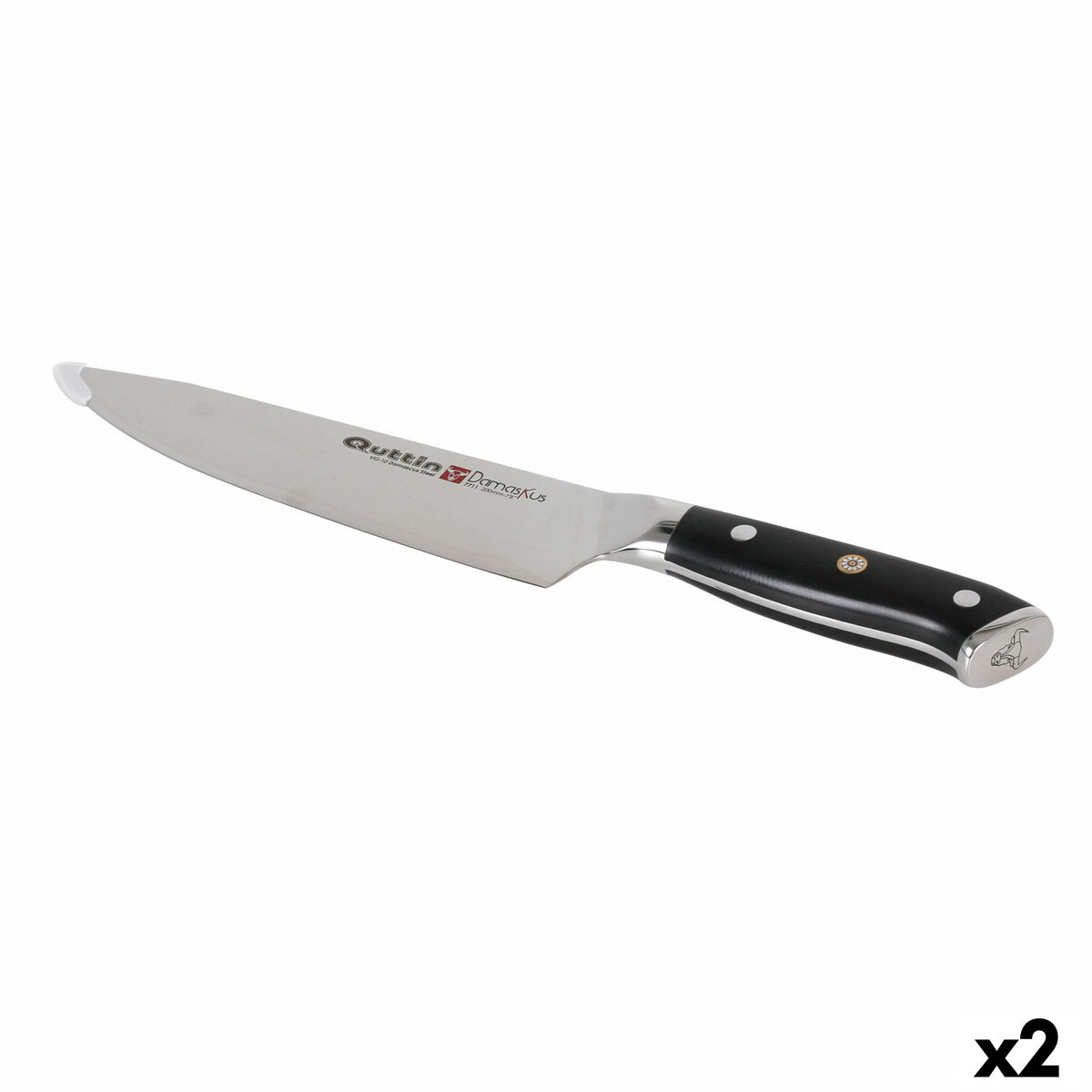 Cuchillo de Cocina Quttin DAMASKUS Negro Plateado 20 cm (2 Unidades)