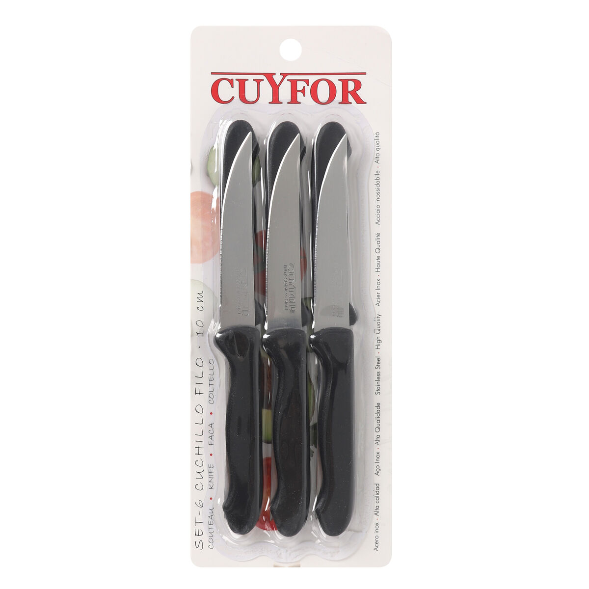 Set de Cuchillos Cuyfor Filo Negro Plateado 6 Piezas (24 Unidades)