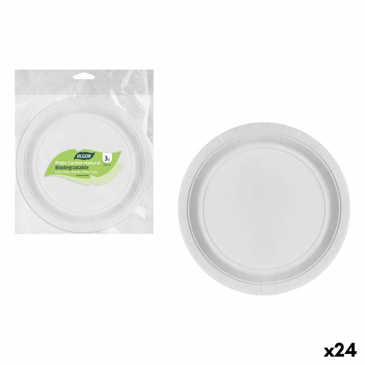 Set de Platos Algon 28 cm 3 Piezas (24 Unidades)
