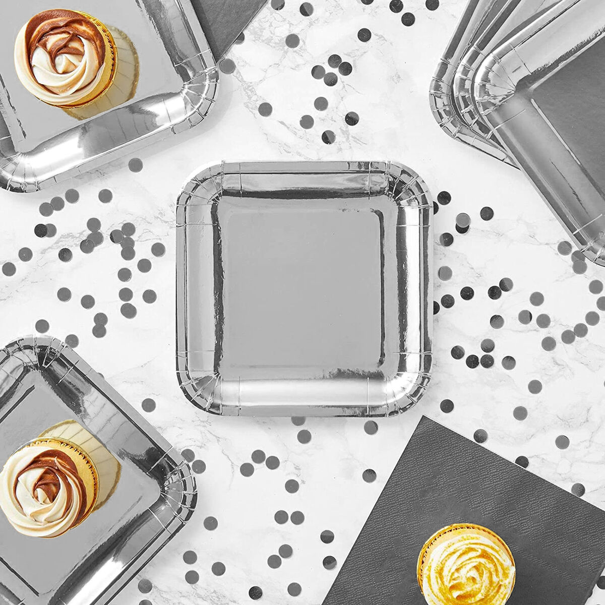 Set de Platos Algon Plateado 20 cm 20 x 2 cm 10 Piezas (18 Unidades)