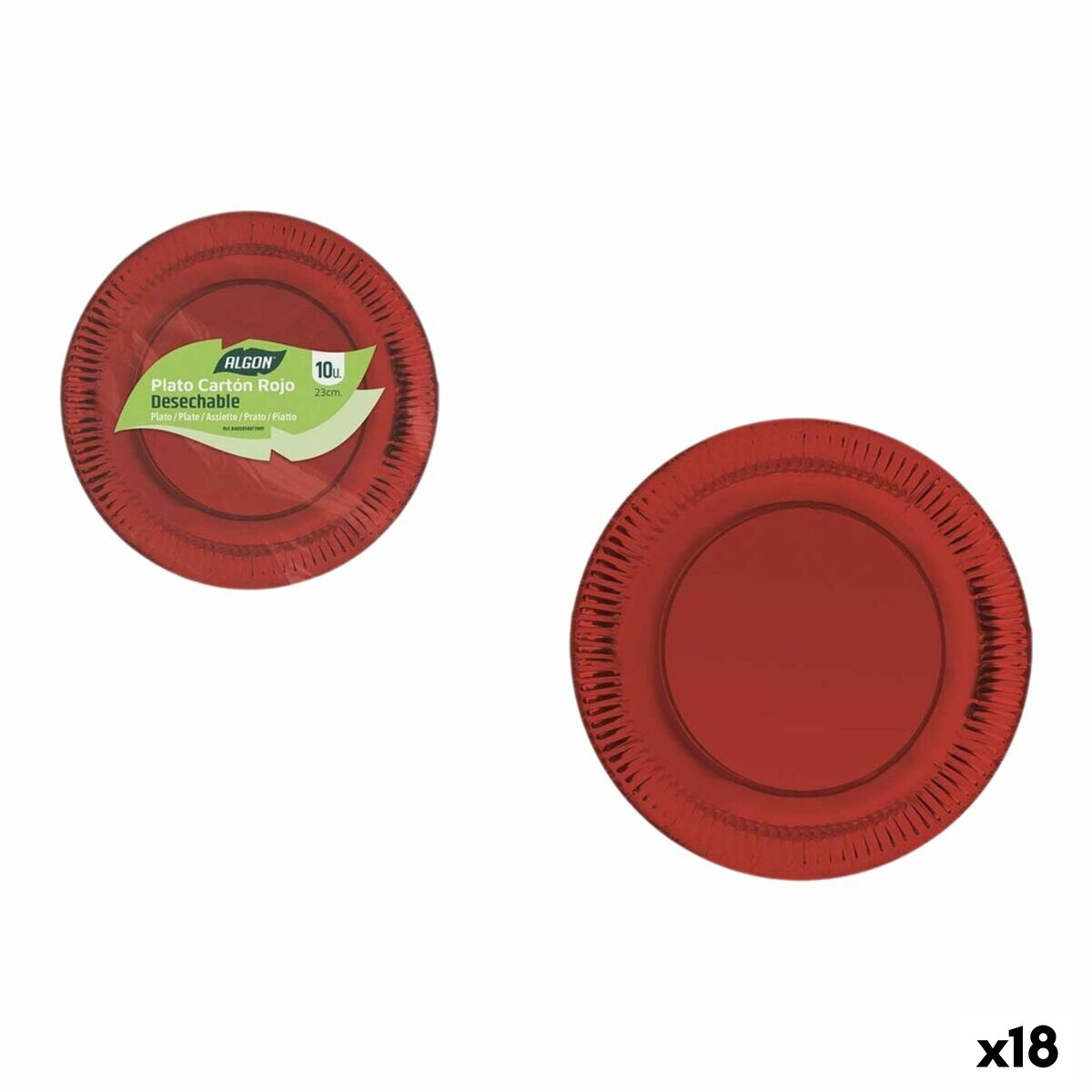 Set de Platos Algon Rojo 23 cm 10 Piezas (18 Unidades)