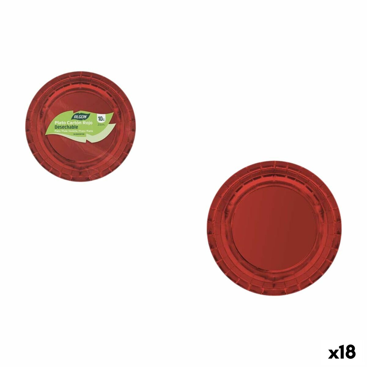 Set de Platos Algon Rojo 20 cm 10 Piezas (18 Unidades)