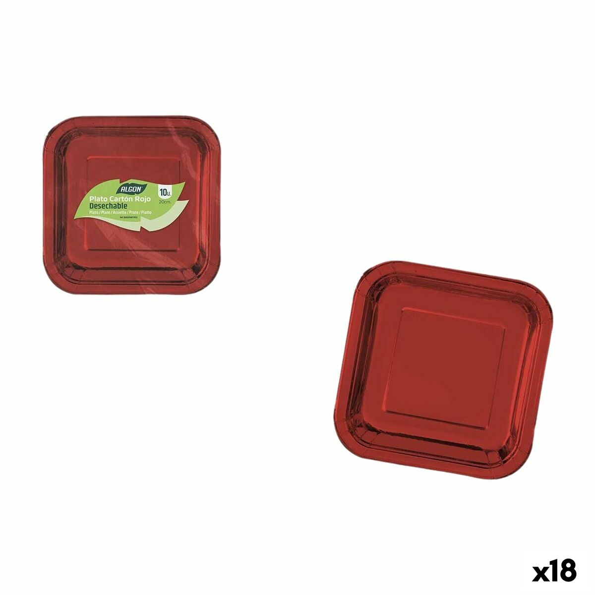 Set de Platos Algon Rojo 20 cm 10 Piezas (18 Unidades)